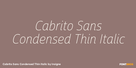 Cabrito Sans Condensed Thin Italic Thumbnail #1