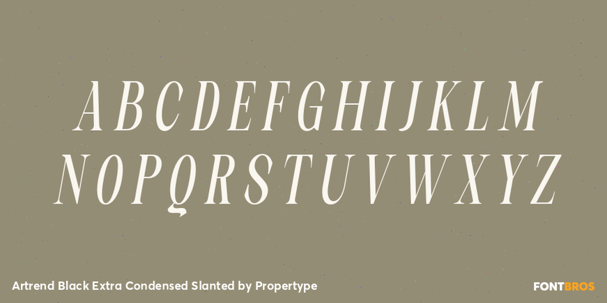Artrend Black Extra Condensed Slanted Font Poster #2