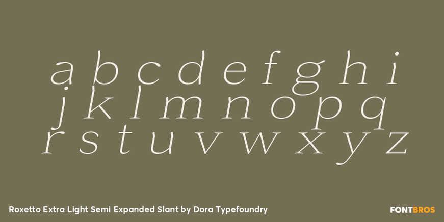 Roxetto Extra Light Semi Expanded Slant Font Poster #3