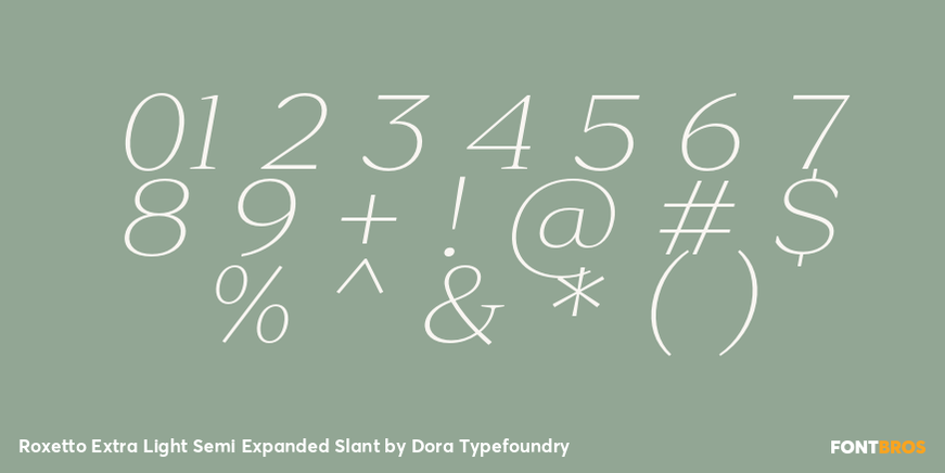 Roxetto Extra Light Semi Expanded Slant Font Poster #4