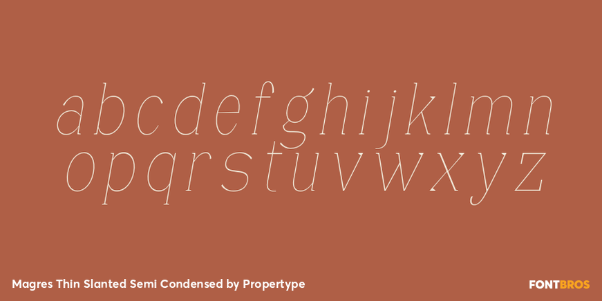 Magres Thin Slanted Semi Condensed Font Poster #3