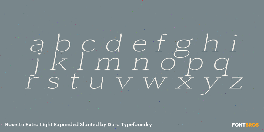 Roxetto Extra Light Expanded Slanted Font Poster #3