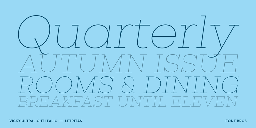 Vicky UltraLight Italic Font Poster #2
