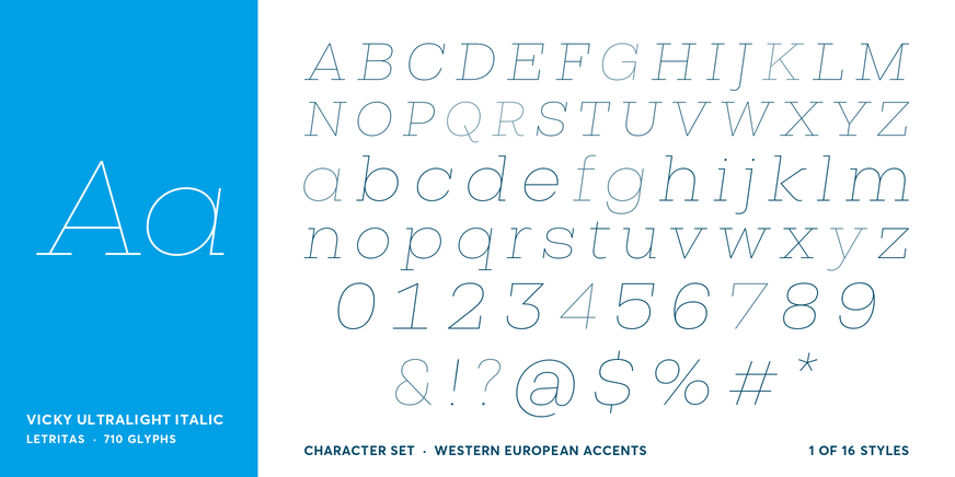 Vicky UltraLight Italic Font Poster #4
